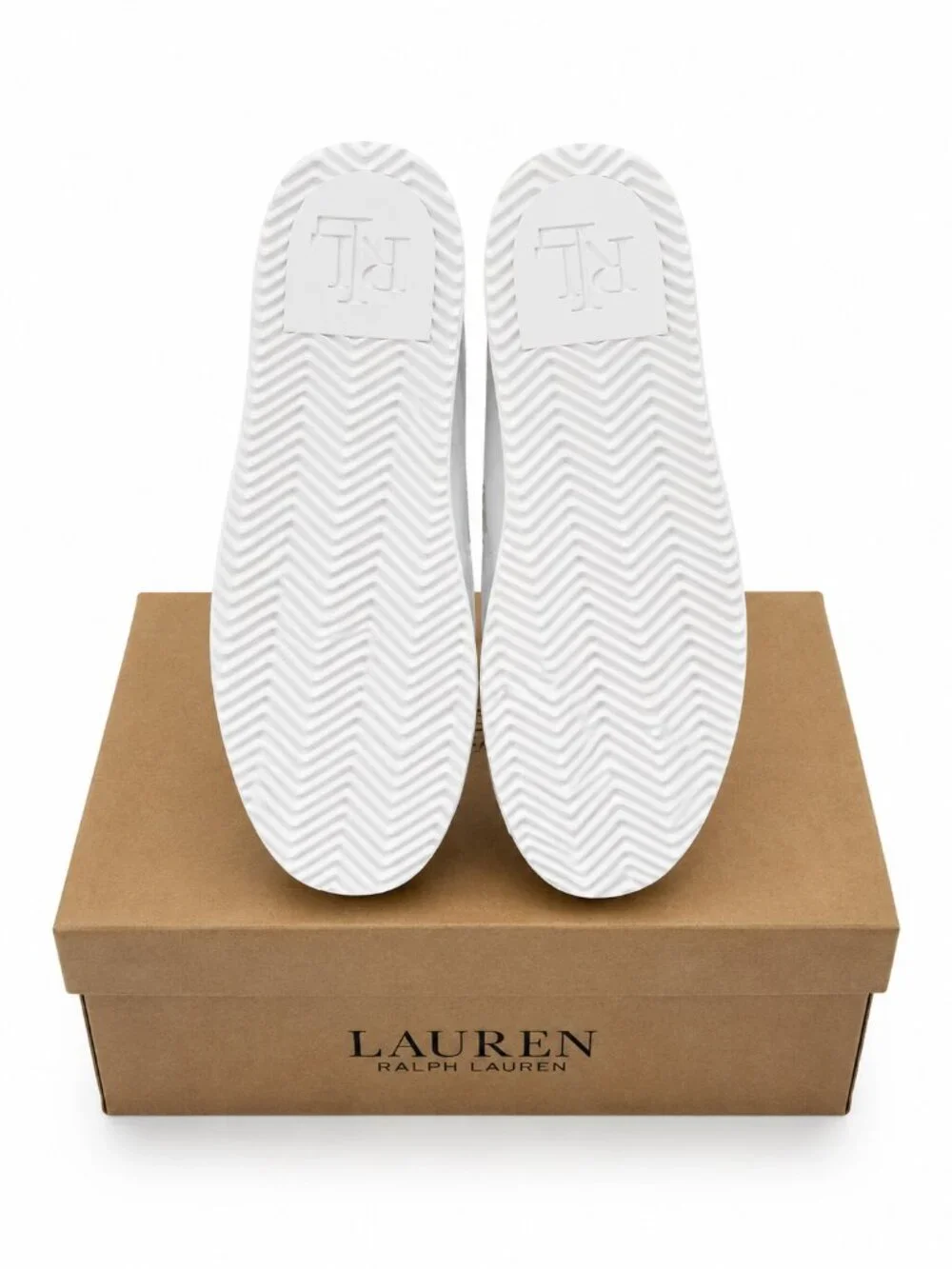 Lauren Ralph Lauren Angeline White Gold Leather Sneakers 9.5 Womens 13297